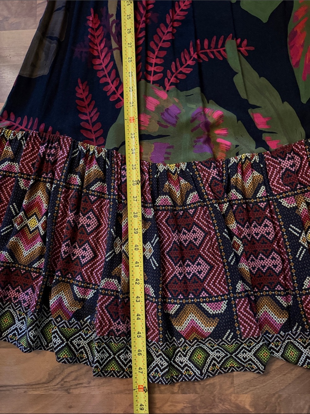 FARM Rio Black Maxi Dress with Pink & Green Tropical Print boho Vibes - Picture 11 of 11